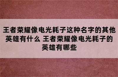 王者荣耀像电光耗子这种名字的其他英雄有什么 王者荣耀像电光耗子的英雄有哪些